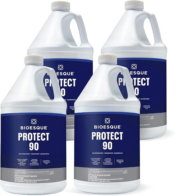 Bioesque Protect 90, Heavy Duty Bacteriostatic, Fungistatic, Algaestatic Formula, Effective Against Mold, Mildew, Algae, & Odor Causing Bacteria, 1 Gallon (Pack of 4)
