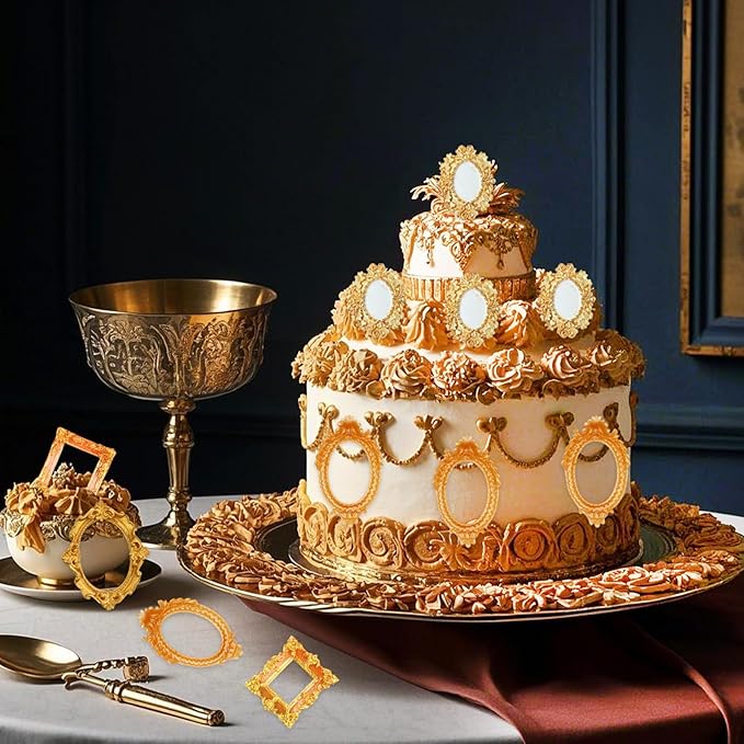 Vintage Picture Frame Chocolate Molds, 4 Pakcs Baroque Style Fondant Molds for Crafts, Chocolate, Cupcake Toppers