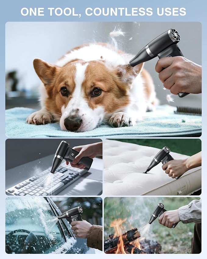 Electric Compressed Air Duster Cordless: 70 MPH High Wind Speed Mini Air Blower for Electronics Portable Computer Cleaner Hand Keyboard Cleaning Powerful Duster for Car, Fans and Other Sences