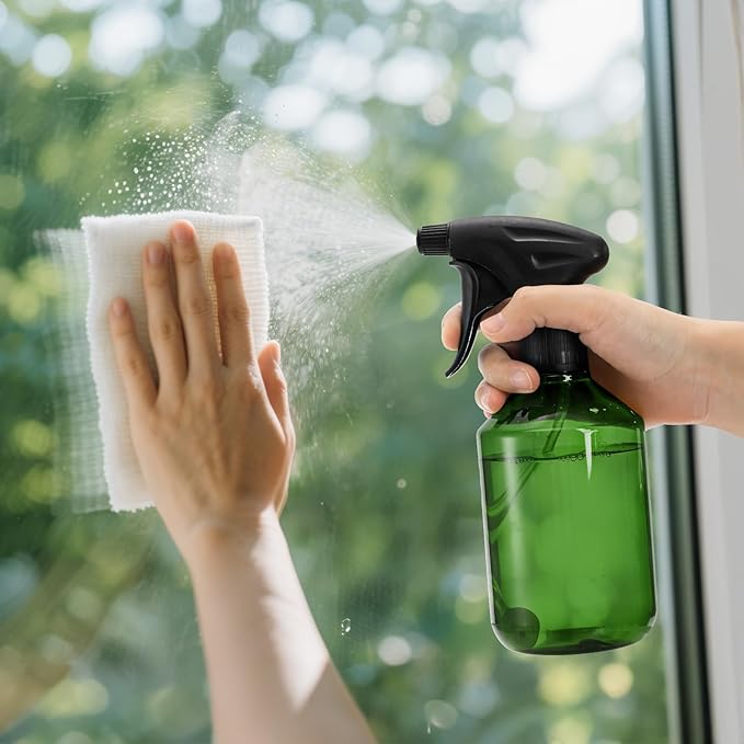 Bekith 6 Pack 360° Plastic Spray Bottles, 17oz/510ml Empty Refillable Containers, Upside Down Fine Mist Spray Bottle with Adjustable Nozzle for Cleaning, Cooking, Hair, Plant