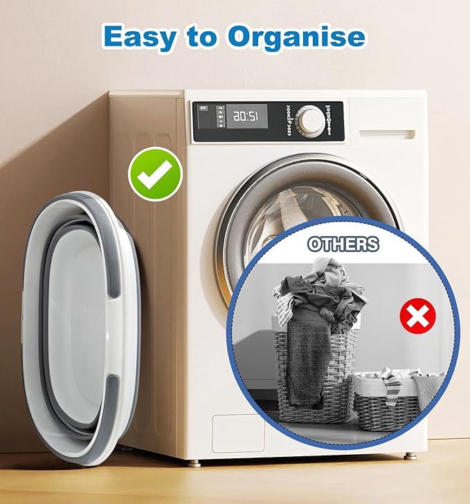 16L Collapsible Mop Bucket with Handles - Space Saving Foldable Silicone Tub for Cleaning, Laundry, Storage - Portable Wash Basin for Home & Car - 4.2 Gallon Compact Utility Bucket