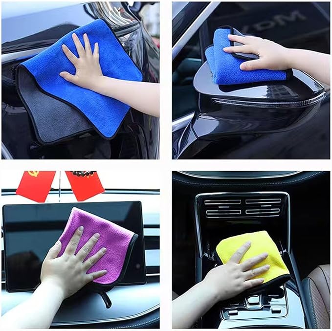 10 Pack Premium Microfiber Towels Coral velvet Washing and Detailing Towels for Car Detailing & Household Cleaning – Ultra-Soft Super Absorbent, Lint & Streak-Free 11.8"x15.7”Dual-Sided Cleaning Cloth