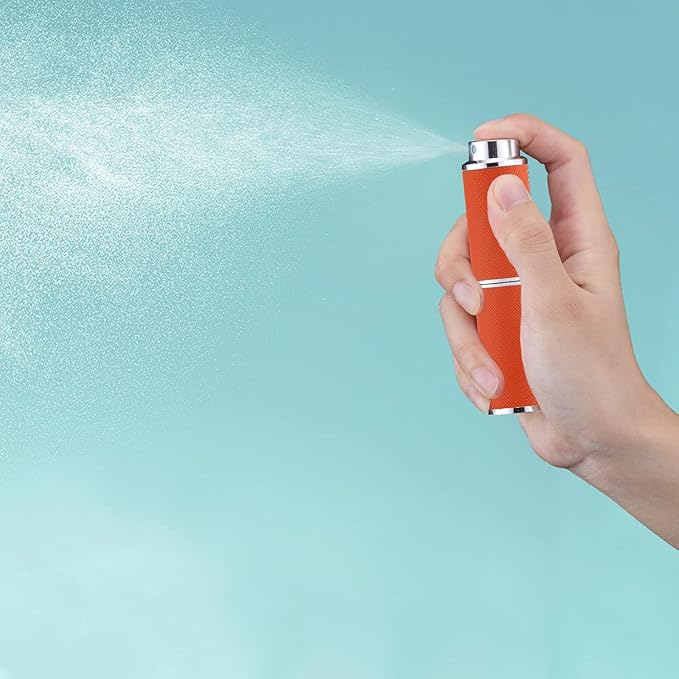 8ML Perfume Atomizer, Empty Leather Cologne Spray Bottle, Mini Perfume Sprayer Dispenser for Travel (1PCS, Orange)