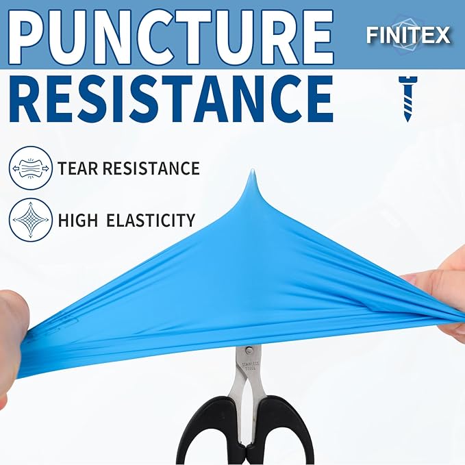 FINITEX Blue Disposable Nitrile Exam Gloves - 200 PCS/BOX 3.5mil Rubber Powder-Free Latex-Free Medical Cleaning Food Gloves