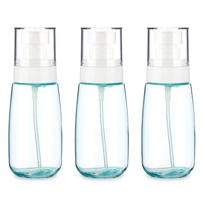 3 Pack 2.7oz/80ml Small Spray Bottle, Plastic Spray Bottles, Fine Mist Travel Spray Bottle for Hair and Face, with 9pcs Labels