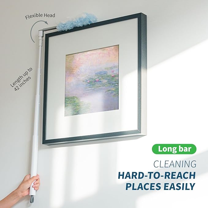 oshang Duster Heavy Duty 3.6 ft Extended Handle Dusting Kit - Multi-Surface Cleaning | Home, Office, Furniture, Ceiling Fan | Powerful Dust Removal | Feather Dusters (1 Duster + 12 Refills)