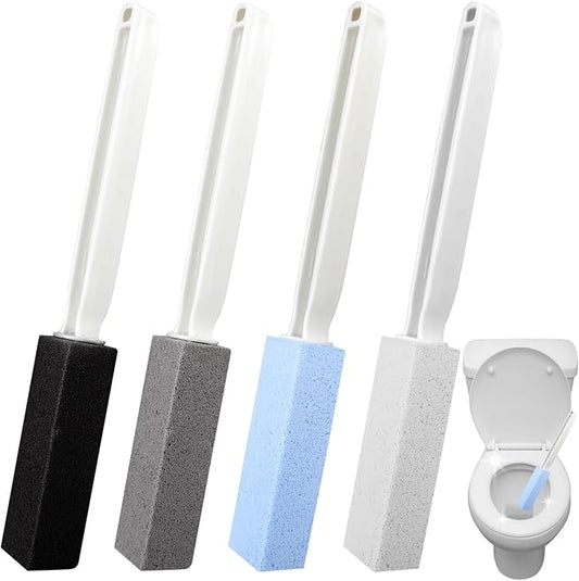 Pumice Stone for Toilet Bowl Cleaning with Handle 4 Pack Pumice Stone Blocks Hard Water Remover Cleaner for Bathroom Kitchen Pool Sinks and Grill Blue White Black and Gray