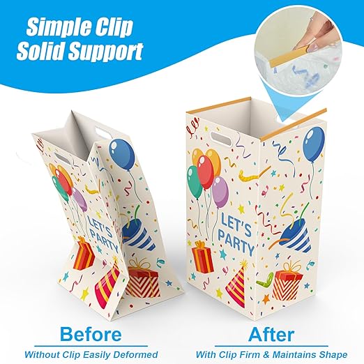 13 Gallon Disposable Trash Cans with Built-in Handles, 4 Pack Extra Large Portable Trash Can, Waterproof Layer Reusable Garbage Cans, Extra-Thick Cardboard Recycling Bins, Perfect for Parties,Colorful