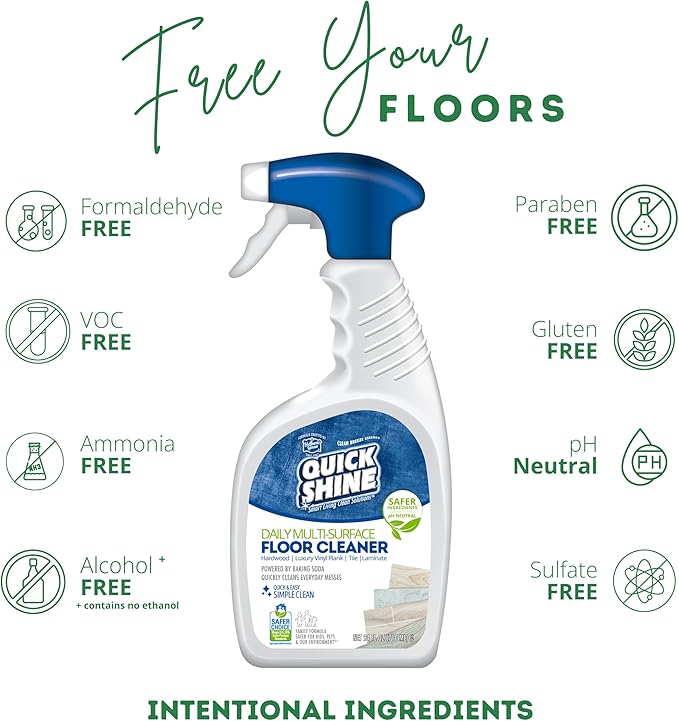 Quick Shine Multi Surface Floor Cleaner Daily Care 24oz | Plant-Based, Ready to Use, Dirt Dissolving, Streak Free, No Rinse | Use on Hardwood, Laminate, Luxury Vinyl Plank, Tile & Stone | Safer Choice