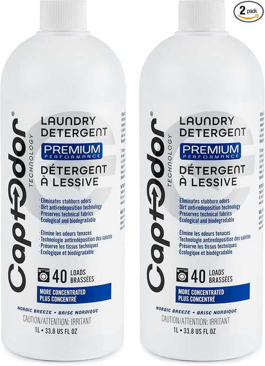 Captodor Premium Laundry Detergent, – Nordic Breeze Scent, Ultra-Concentrated Formula, Eliminates Tough Odors and Dirt, Phosphate-Free, Biodegradable (1 L (Pack of 2))