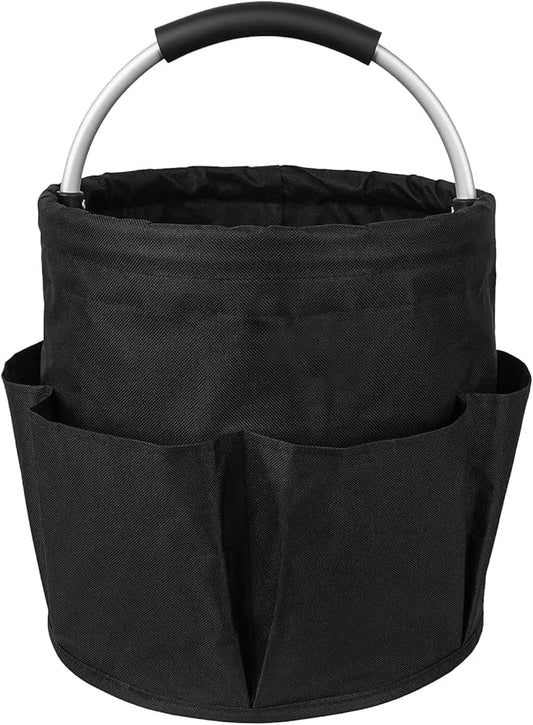 17L Cleaning Caddy with Handle, Garden Tool Organizers Bag, Cleaning Bucket Organiser, Foldable Gardening Bags Multi Pocket, Black