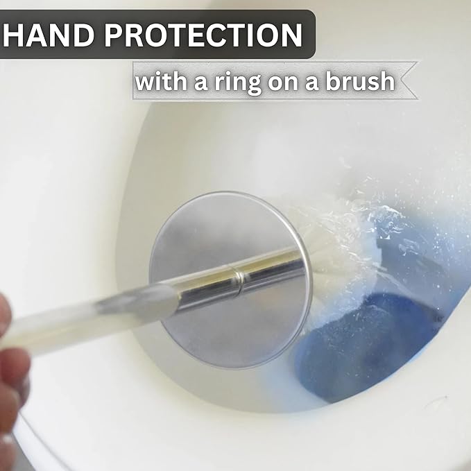 Escenzy Modern Toilet Brush and Holder Set Mosaic Glass | Non-Rustic Stainless Steel | Practical & Decorative Toilet Bowl Brush and Holder | Luxury Silver Glitter Bathroom Accessories