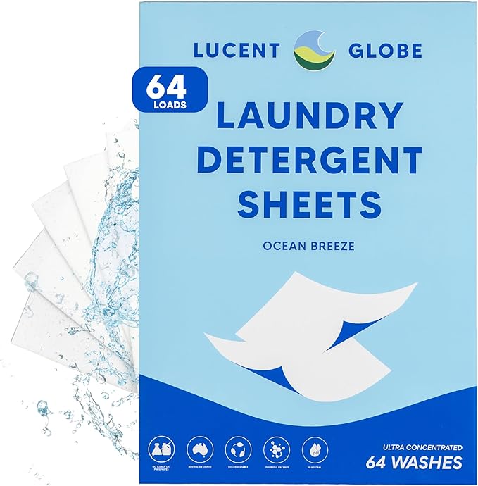 Lucent Globe Bulk Laundry Bundle - 2 x Laundry Detergent Sheets (128 Sheets) + 2 x Fabric Softener Sheets for Washer (128 Sheets)