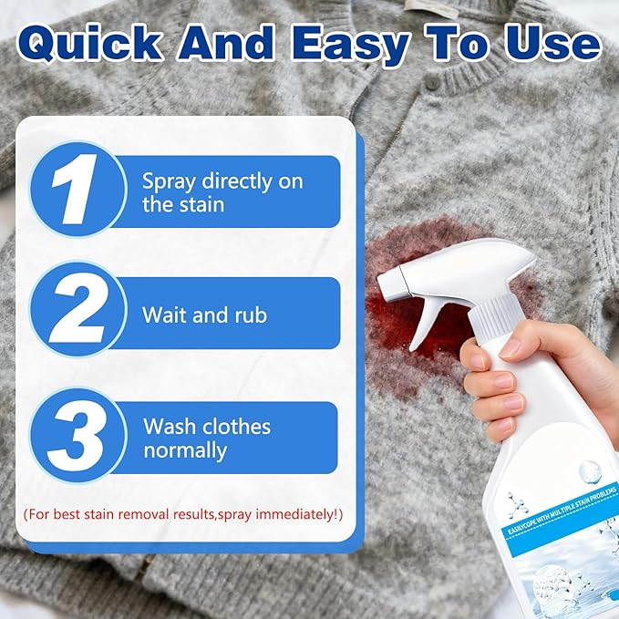 Stain Remover, Dry Clean on the Go Stain Remover Spray, 300m Laundry Stain Remover Spray, No Water, No Waiting, Removal Grease for Clothes Shoes Laundry