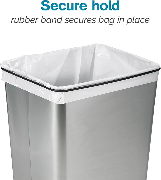 Polder 7 Gallon, Undersink, No Skid Rubber Base, Brushed Stainless Finish Trash Can, 13.5” x 11” x 15.25”H