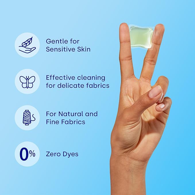 Dropps Sensitive Skin Laundry Detergent Pods, Crisp Breeze (64 Count) - Dermatologist Tested Laundry Pods - HE Compatible Laundry Supplies for Clean Clothes, Vegan & Dye-Free