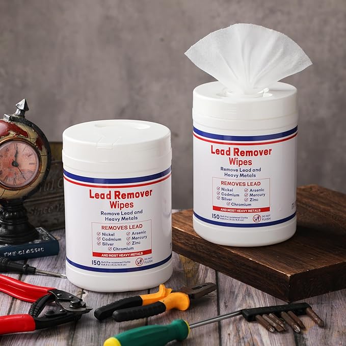 Nuanchu 2 Pack Lead Remover Wipes 300 Count Hand & Surface Cleaning Wipes for Shooting Effectively Removes Lead Dust Oil Grime Disposable Towels for Mechanics Construction DIY, 150 Count Per Canister