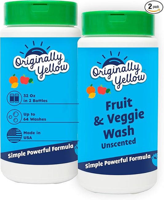 Originally Yellow USA Made All-Purpose Fruit And Vegetable Wash | Food-Grade Fruit and Veggie Wash With No Aftertaste | Powerful Cleaning & Safe Ingredients | Plant-Derived Produce Cleaner | 2 lb