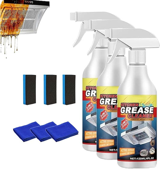 Powerful Kitchen Grease Cleaner, Powerful Clean Kitchen Oil Stains Spray, Heavy Duty Degreaser Cleaner Spray, All Purpose Heavy Oil Cleaning Agent, Kitchen Foam Cleaner Stubborn Stains Cleaner (3)