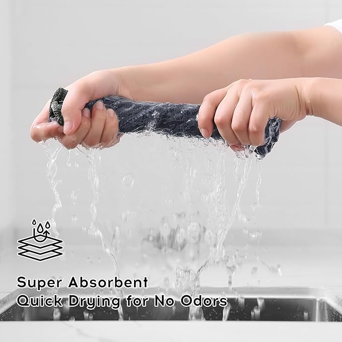 Kitinjoy Microfiber Cleaning Cloth, 12 Pack Soft and No Lint Microfiber Towels Cleaning Supplies, Absorbent Fast Drying Cleaning Rags for Housekeeping, Kitchen, Window, 12 x12 Inches, Black Iris