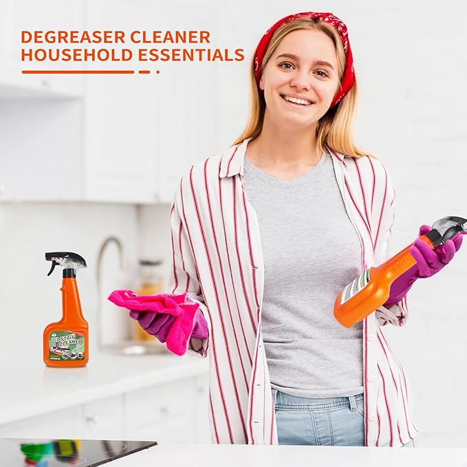 All-Purpose Oil Stain Cleaner, Degreaser Kitchen Foam Cleaner Spray, Degreaser Cleaner Heavy Duty, Kitchen Cleaning Supplies, Household Essentials (2 PCS)