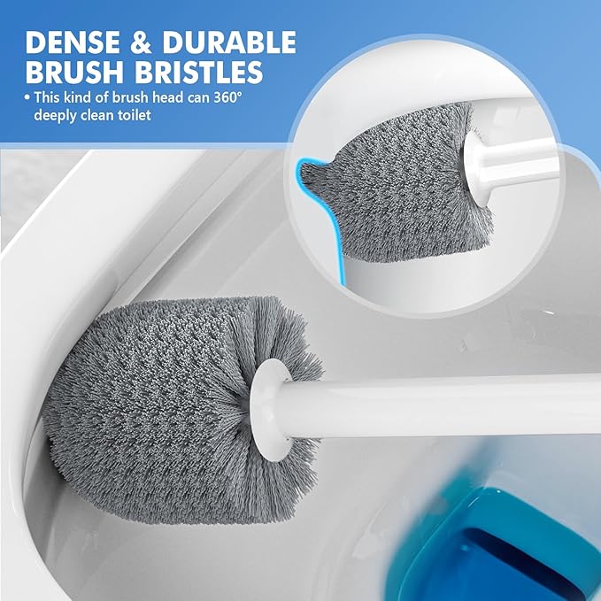 Toilet Plunger and Brush, Bowl Brush and Heavy Duty Toilet Plunger Set with Ventilated Holder, 2-in-1 Toilet Brush and Plunger Combo for Bathroom Cleaning (2, White)