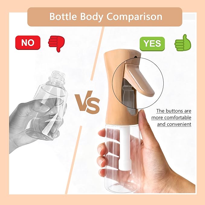 Spray Bottle for Hair Continuous Ultra Fine Mist (200ml) 360° Multi Spray Bottle for Plants, Cleaning, Skin Care Leakproof & Durable 2 Pack