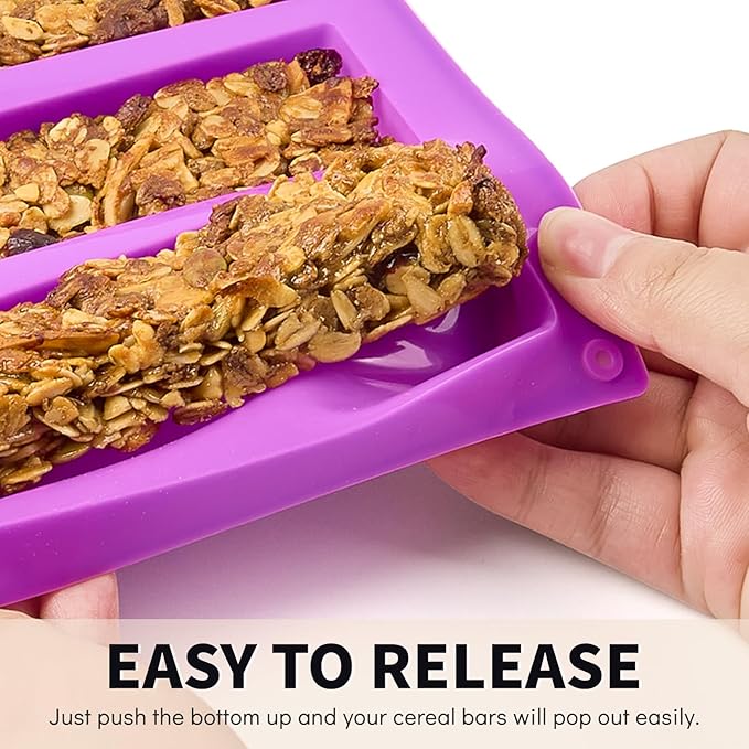 12-Cavity Silicone Granola Bar Molds, 2 Pcs Candy Bar Molds Rectangle Protein Bar Mold for Baking Chocolate Bar, Cereal Bar, Cheesecake, Brownies