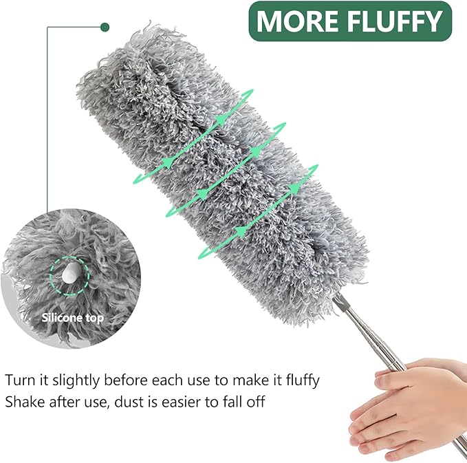 SetSail Dusters for Cleaning, 100-inch Extra-Long Duster with Extension Pole Bendable Microfiber Head Washable Ceiling Fan Cleaner Duster Kit for High Ceilings, Corner, Furniture