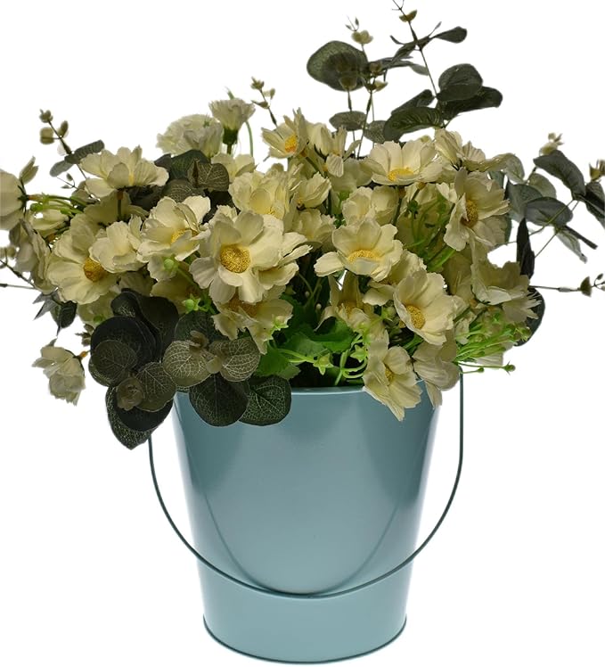 Colored Metal Buckets with Handle, 6 Pack 5.91 Inch Galvanized Iron Pail Bucket for Kids,Classroom,Crafts,and Party Favors (Green Blue)