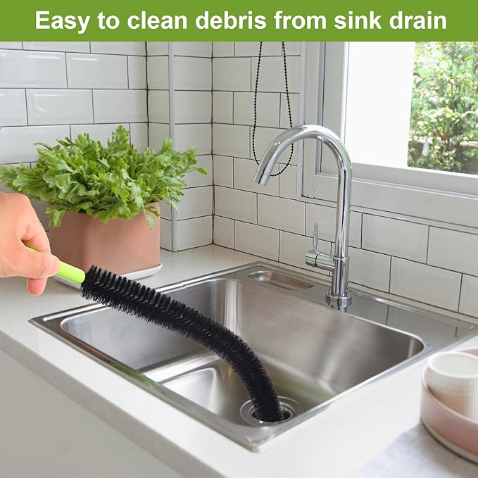 17” Pipe Cleaner, Cleaning Brush, Shower Cleaner Brush, Sink Drain Cleaner, Shower Drain Cleaner, Shower Brush For Cleaning, Dryer Vent Brush, Long Bottle Brush, Hair Drain Clog Remover, Bathtub Brush