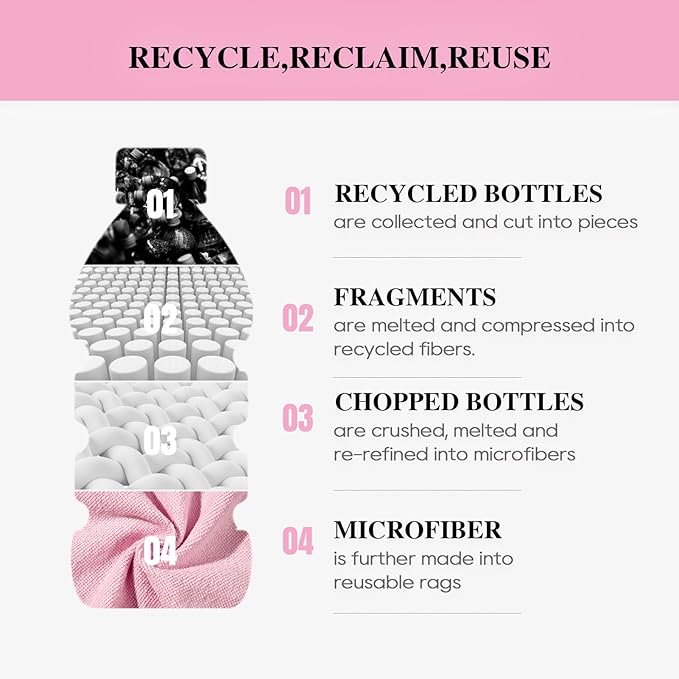 HONOVA Microfiber Cleaning Cloth Roll 45 Pack, 12''×12" Reusable Paper Towels, Tear Away Microfiber Towels, Highly Absorbent, All-Purpose Washable Cleaning Rags for Kitchen, Window, Car, Shop (Pink)