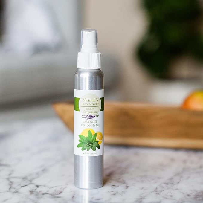 Victoria's Lavender Room Spray - All Natural Home Freshener, Essential Oil Concentrated Air Freshener, Bathroom Odor Eliminator, Luxury Room Spray Made in the USA, 1-Pk Lavender Lemon Sage, 4 oz