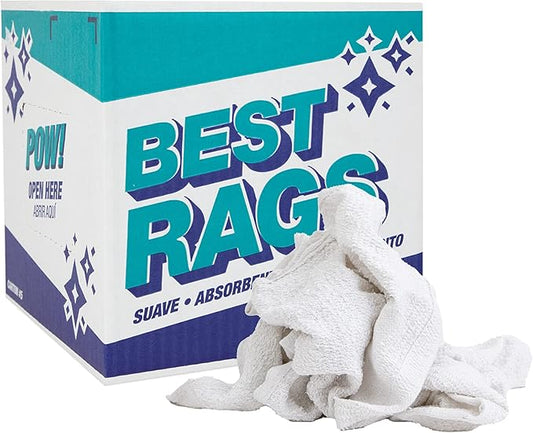 Arkwright W11 Terry Cloth Towels for Cleaning - Soft Cotton Blend Washable Multi-Purpose Bar Mop, Absorbent & Quick Dry, Box of Rags for Kitchen, Auto Shop, and Garage, 5 lb, White