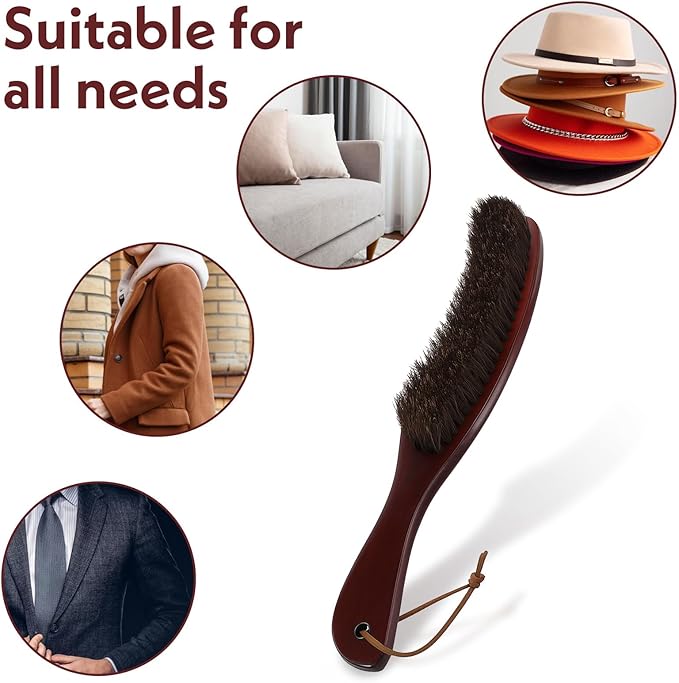Clothes Brush, Wood Felt Brush, Horsehair Felt Hat Brushes, Remove Pet Hair Dust, Wooden Cowboy Hat Horse Hair Brushes for Suits Suede Clothes Furniture