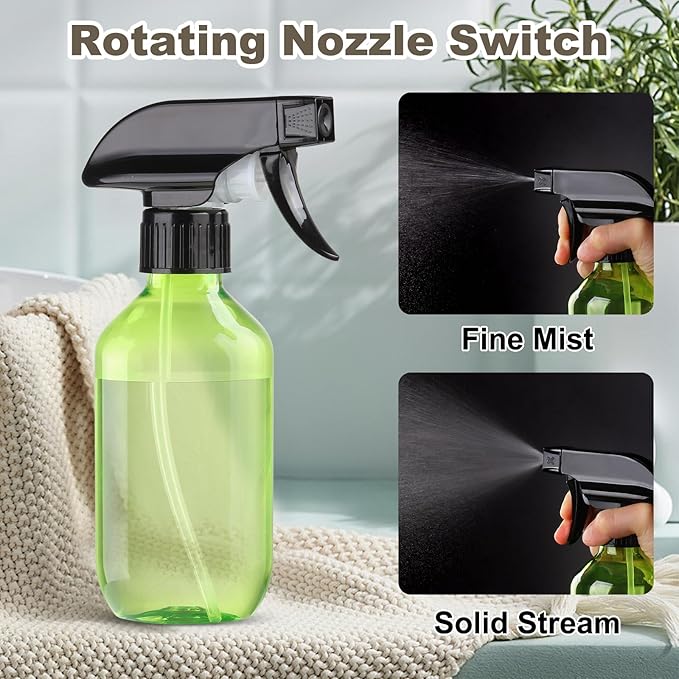 Bynccea Plastic Spray Bottles 2 Packs - 10 oz/300 ml Empty Small Water Spray Bottles - BPA Free Plastic Refillable Containers for Hair, Gardening, Plants