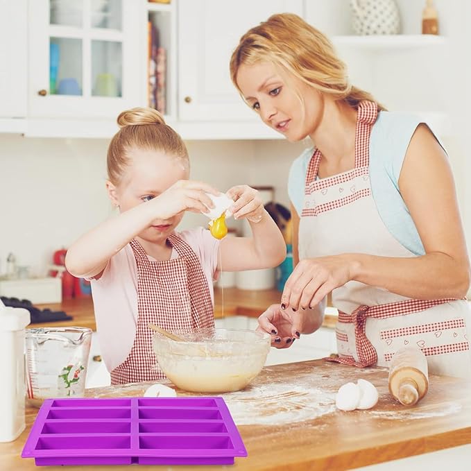 2 Pack Granola Bar Mold Silicone Mold,8 Cavity Rectangle Energy,Cereal Bar Molds for Ganache, Chocolate Bar, Truffles, Cheesecake