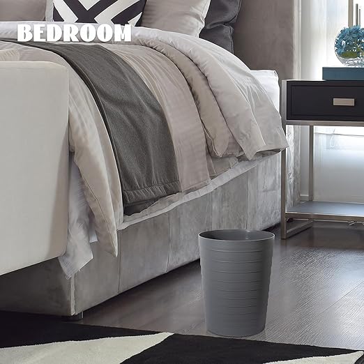 UUJOLY Small Bathroom Trash Can Wastebasket, Plastic Garbage Bin Container Basket for Bathrooms, Laundry Room, Kitchens, Offices, Kids Rooms, Dorms, Dark Grey, 1.8 Gallon