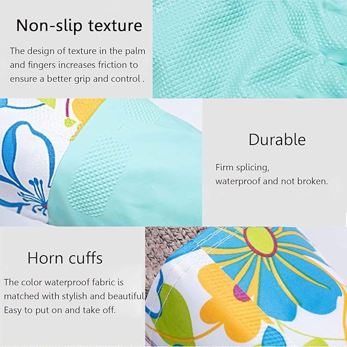 Dishwashing Rubber Gloves 3 Pairs, Aixingyun Non-Slip Household Laundry Kitchen Cleaning Gloves, Reusable PU Waterproof Latex Gloves Gift for Mom (Large, 3 Pairs)