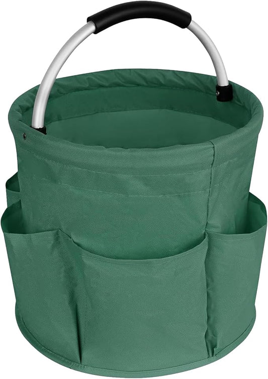 17L Cleaning Caddy with Handle, Garden Tool Organizers Bag, Cleaning Bucket Organiser, Foldable Gardening Bags Multi Pocket, Green