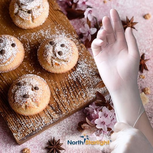 TRONEX 8973 Vinyl Disposable Gloves, Latex-Free, Powder-Free, Food Service, Catering, Natural, X-Large, Case of 1000