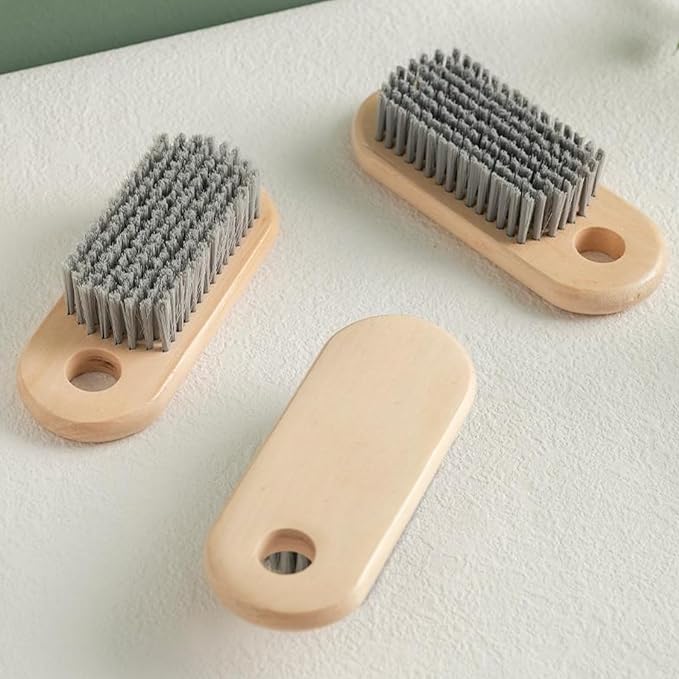 2PCS Wood Laundry Brush, Clothing Stain Remover Scrubber, Soft Bristle for Scrubbing Out Tough on Delicate, Easy to Grip Hand Washing Clothes