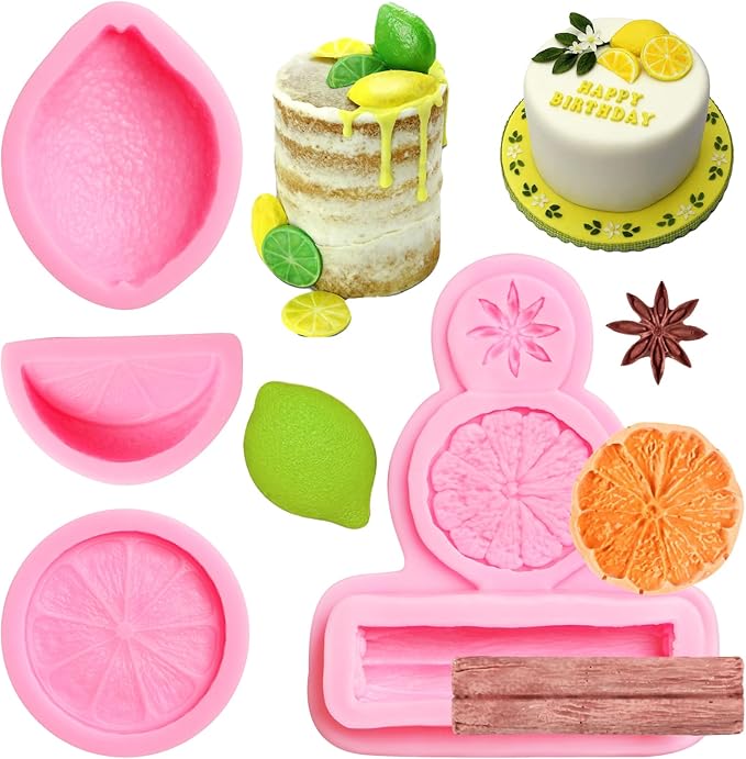 Lemon Slices Cupcake Chocolate Molds, Star Anise Cinnamon Fondant Mold, Fruit Lemon Silicone Baking Molds for Cake Decoration Candy Sugar Craft Gum Paste Clay Resin