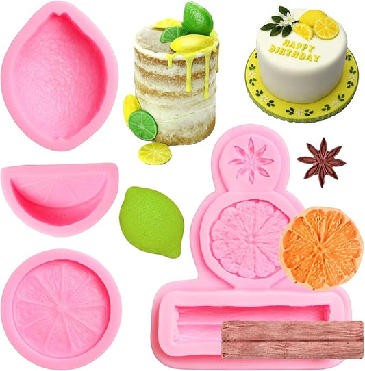 Lemon Slices Cupcake Chocolate Molds, Star Anise Cinnamon Fondant Mold, Fruit Lemon Silicone Baking Molds for Cake Decoration Candy Sugar Craft Gum Paste Clay Resin