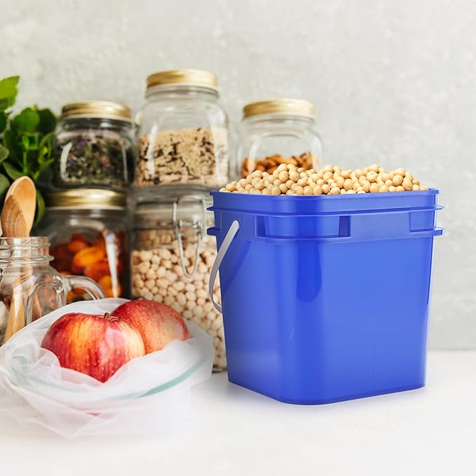 Suzile 10pcs 2.2 Gallon Square Bucket with Lid Food Grade Plastic Bucket 10L Utility Industrial Pail with Handle Container for Food Oil Tub Water Fishing Paint House Cleaning Car Washing (Blue)