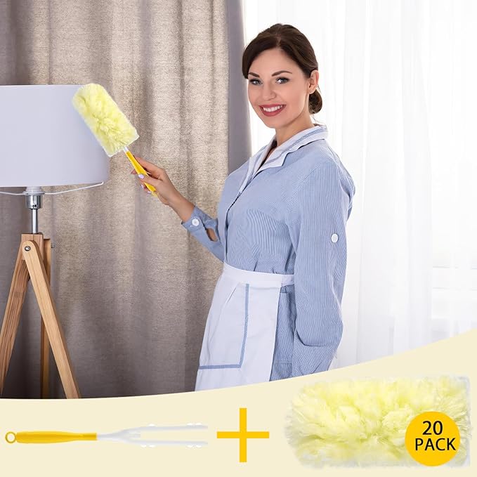 360 Duster Refills Kit, 20 Count Heavy Duty Disposable Microfiber Dusters (Yellow)