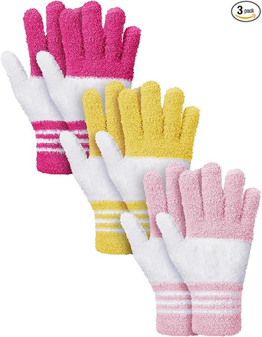 Patelai 3 Pairs Microfiber Plant Dusting Gloves Leaf Cleaning Gloves for Indoor Plants, Blinds, Furniture, House(Medium,White, Pink, Yellow, Rose Red)