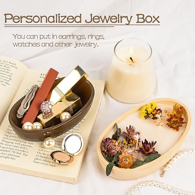 Resin Molds 2 Pack Boat Tray Silicone Mold for Epoxy Resin Casting 6 Inch Oval Candle Vessel Storage Bowl Flowerpot Concrete Cement Mould DIY Jewelry Trinket Container Crafts Plaster Moulds Home Decor