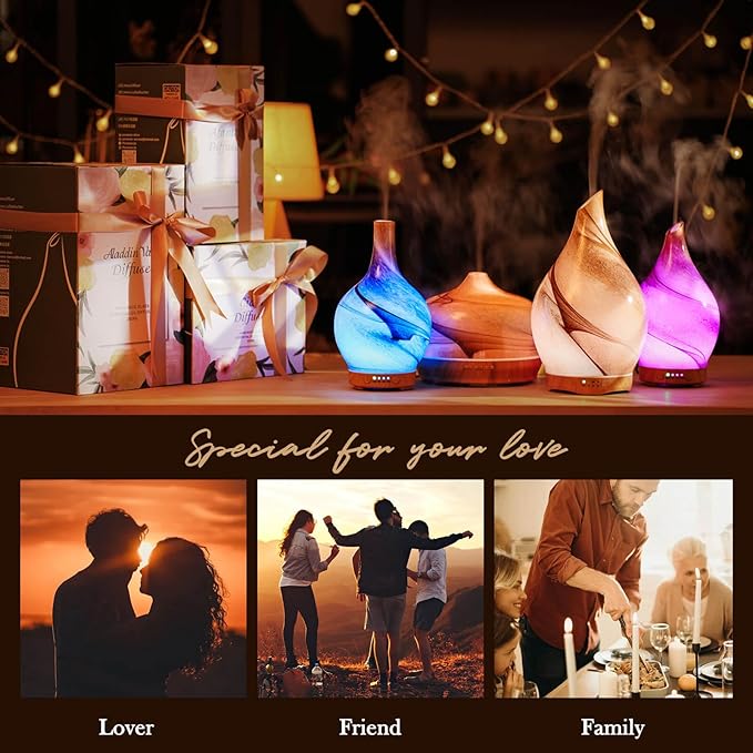 Porseme 500ml Essential Oil Diffuser, Aroma Ultrasonic Humidifier with Remote Control, BPA Free, Auto Shut-Off, Timer Setting for Large Room Sleeping Yoga