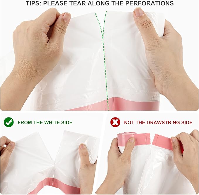 Drawstring Small Trash Bags, Magesh 4 Gallon Drawstring Extra Thick Garbage Bags Unscented, Quick Cinch for Bathroom Kitchen Office Small Can, 44 Count, White